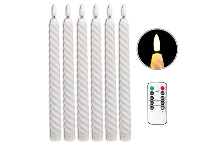 Flammeløs LED-stearinlys med fjernkontroll 6-pack