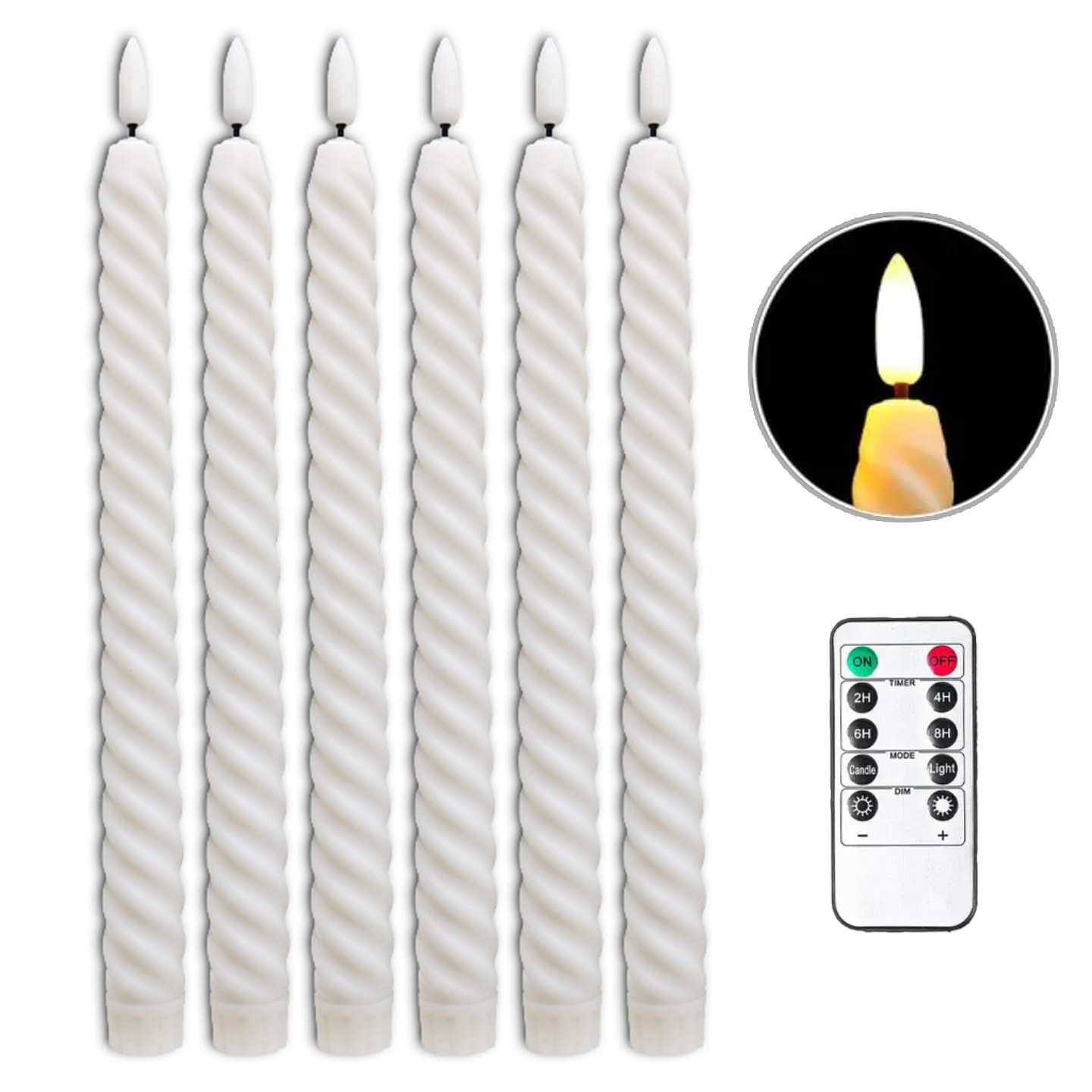Flammeløs LED-stearinlys med fjernkontroll 6-pack (1 av 8)