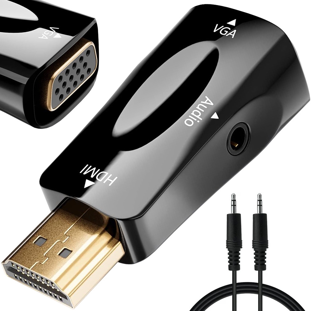 HDMI til VGA Adapter med 3.5mm AUX