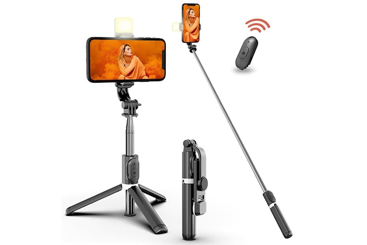 Trådløs Bluetooth Selfie Stick med lys