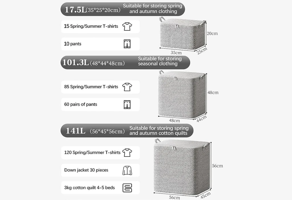 Sammenleggbare oppbevaringsbokser med lokk 3- eller 4-pack (2 av 11)