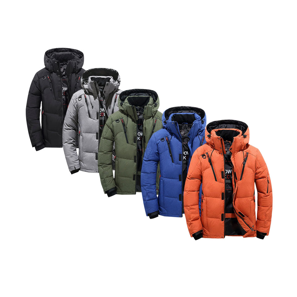 Varm dunjacka med huva herr