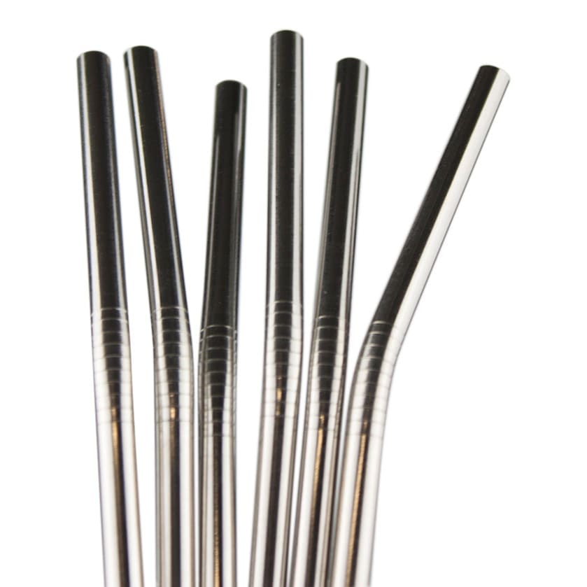6x Bøyde Metallsugerør - Sølv (1 av 3)
