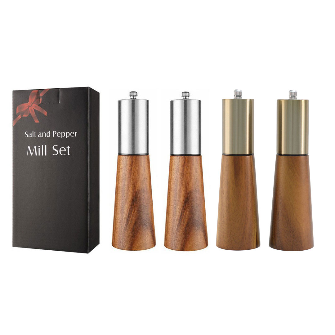 Salt- og pepperkvern i tre og rustfritt stål, 2 deler