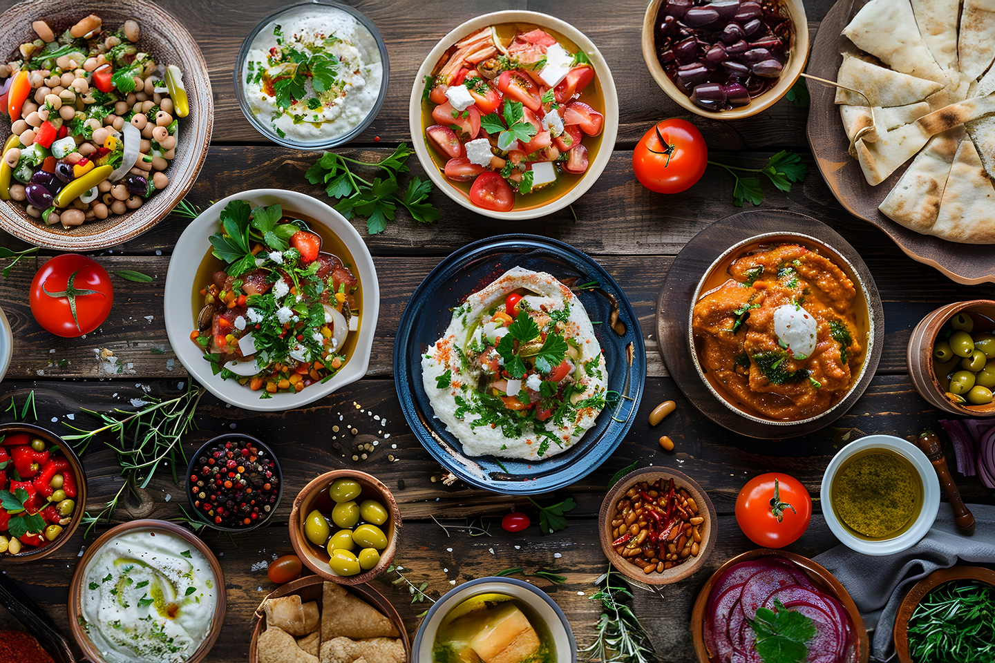 8-retters sharingmeny med syrisk meze hos Bab Touma Restaurant & Bar på Grünerløkka