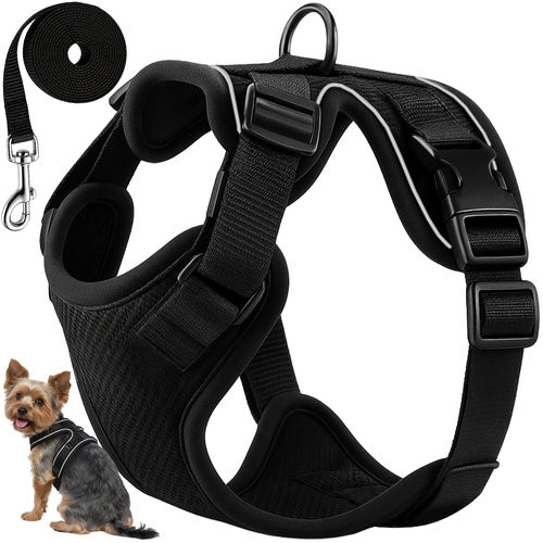 Tryckfri hundsele/kattsele S justerbar med koppel 150 cm reflex