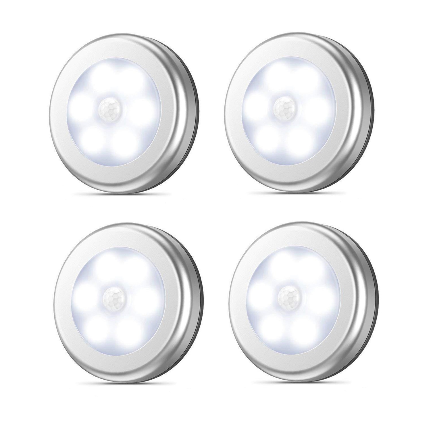 6 LED PIR-sensor rörelseaktiverad kallvit vägglampa - 4pack
