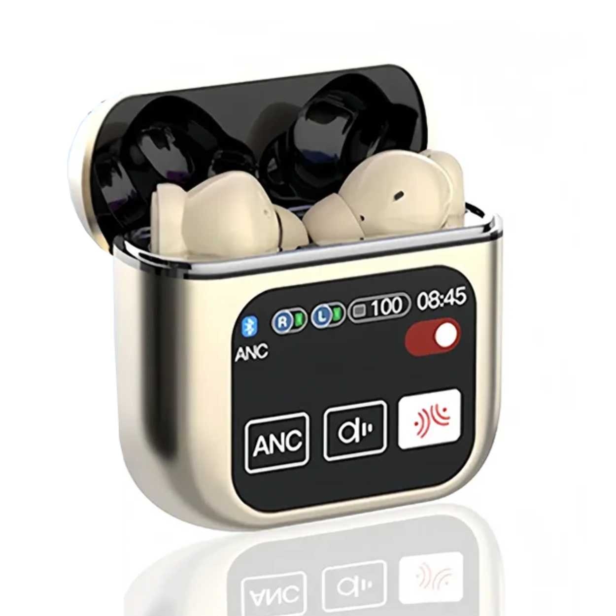 Product Image for Trådlösa TWS Hörlurar ANC ENC med Färgdisplay Guld