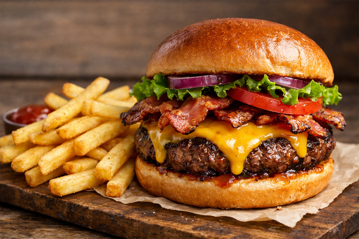 Valgfri burger med fries og dip hos Crafty Dog Grünerløkka