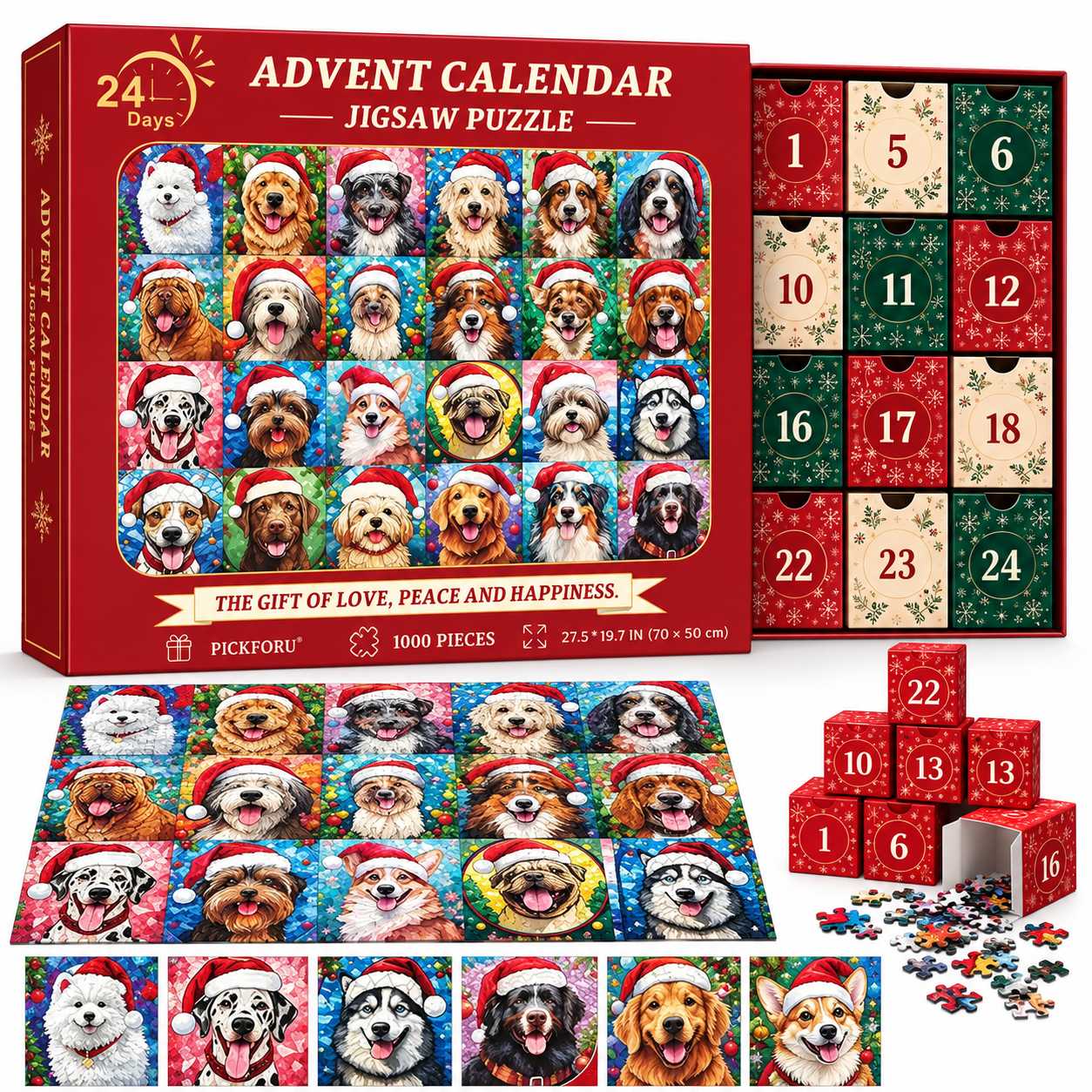 Adventskalender - Pussel 1008 Bitar - Julkalender 2026 - Hund Motiv