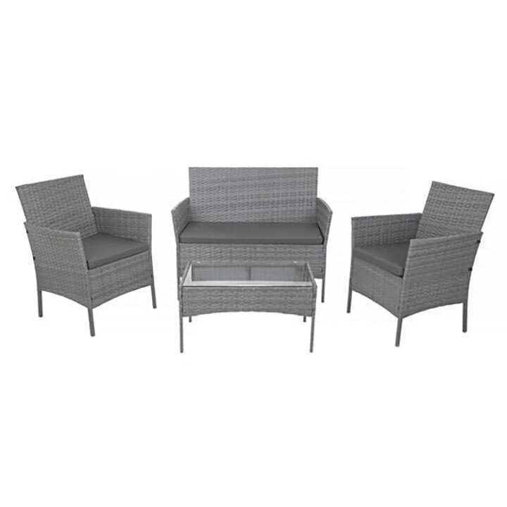 Trädgårdsmöbelset technorattan 4 delar mörkgrå, soffa 2 fåtöljer bord