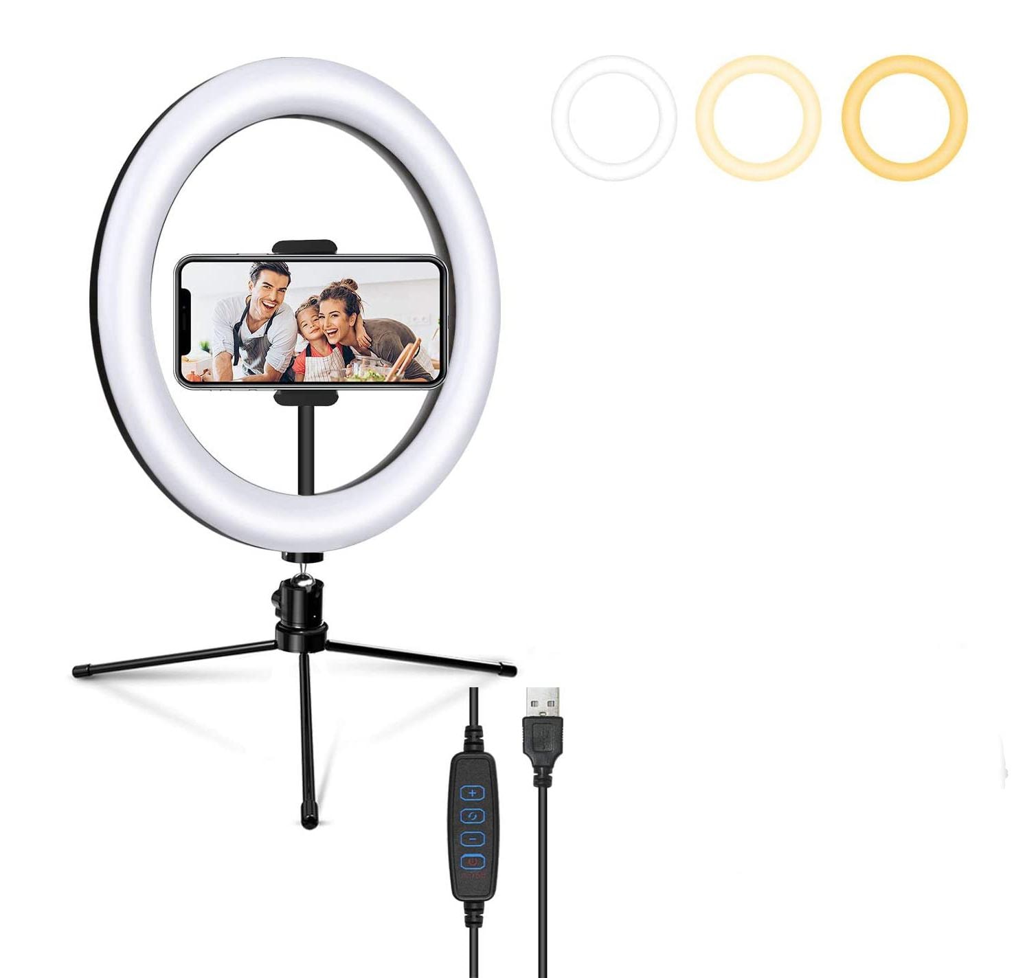 Selfie-lampa / Ring light (26cm) - bärbart stativ Svart (5 av 6)