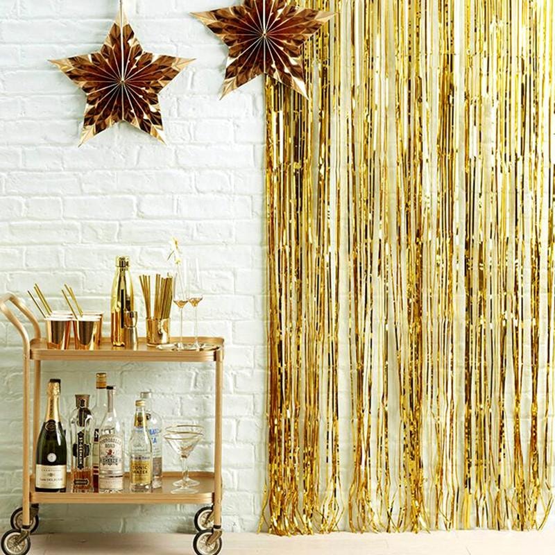Festlig glittergardin i gull 1x2 meter (8 av 9)