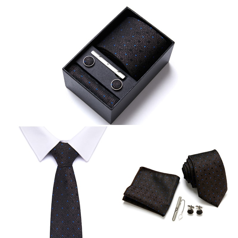 Sett med slips, mansjettknapper, slipsnål og lommetørkle (1 av 16)