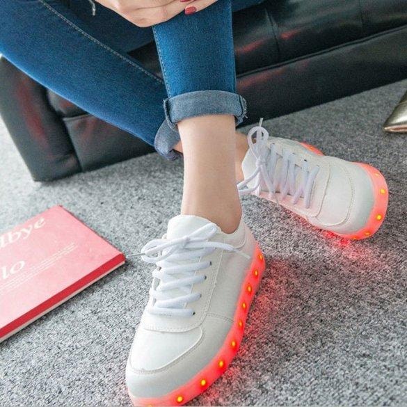 LED skor sneakers Barn/Vuxna, VITA - storlek 27-45 (2 av 9)