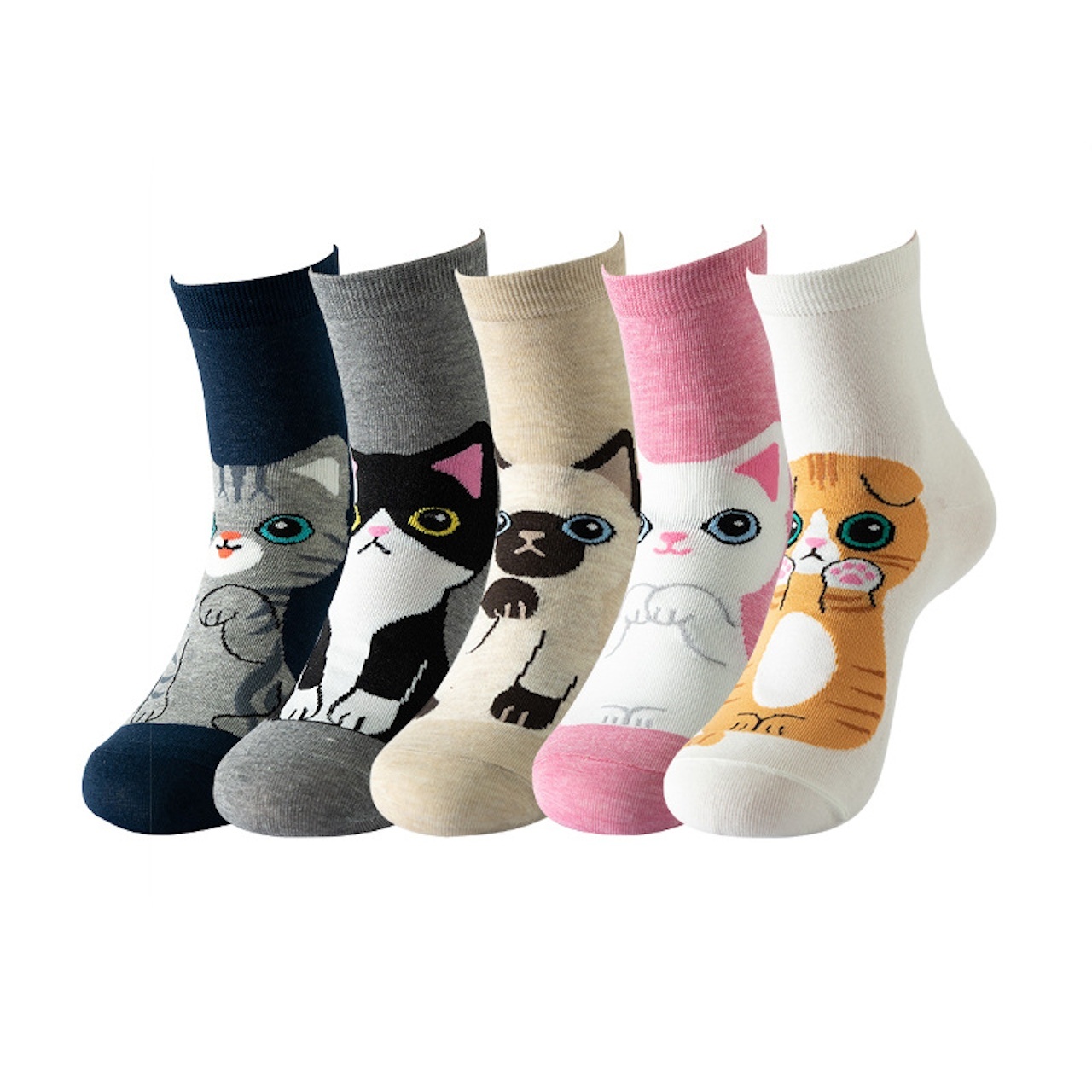 Product Image for 5-pack Tecknade Strumpor med Djurmotiv - Hund, Katt, Uggla
