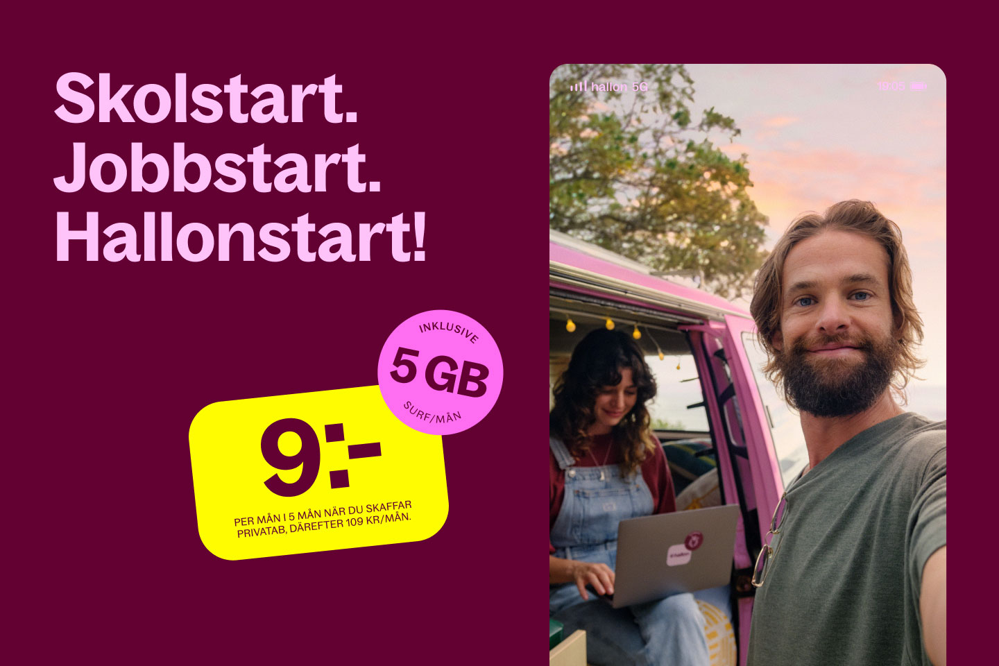 Mobilabonnemang 9 kr/mån i 5 månader hos Hallon