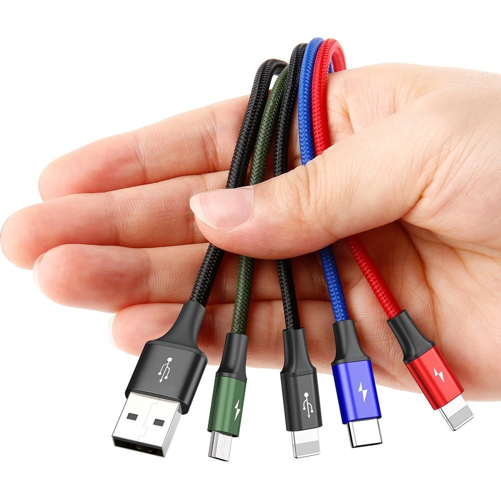 Baseus Ladekabel 4-i-1, 2x iPhone, USB-C, Micro-USB (5 av 9)