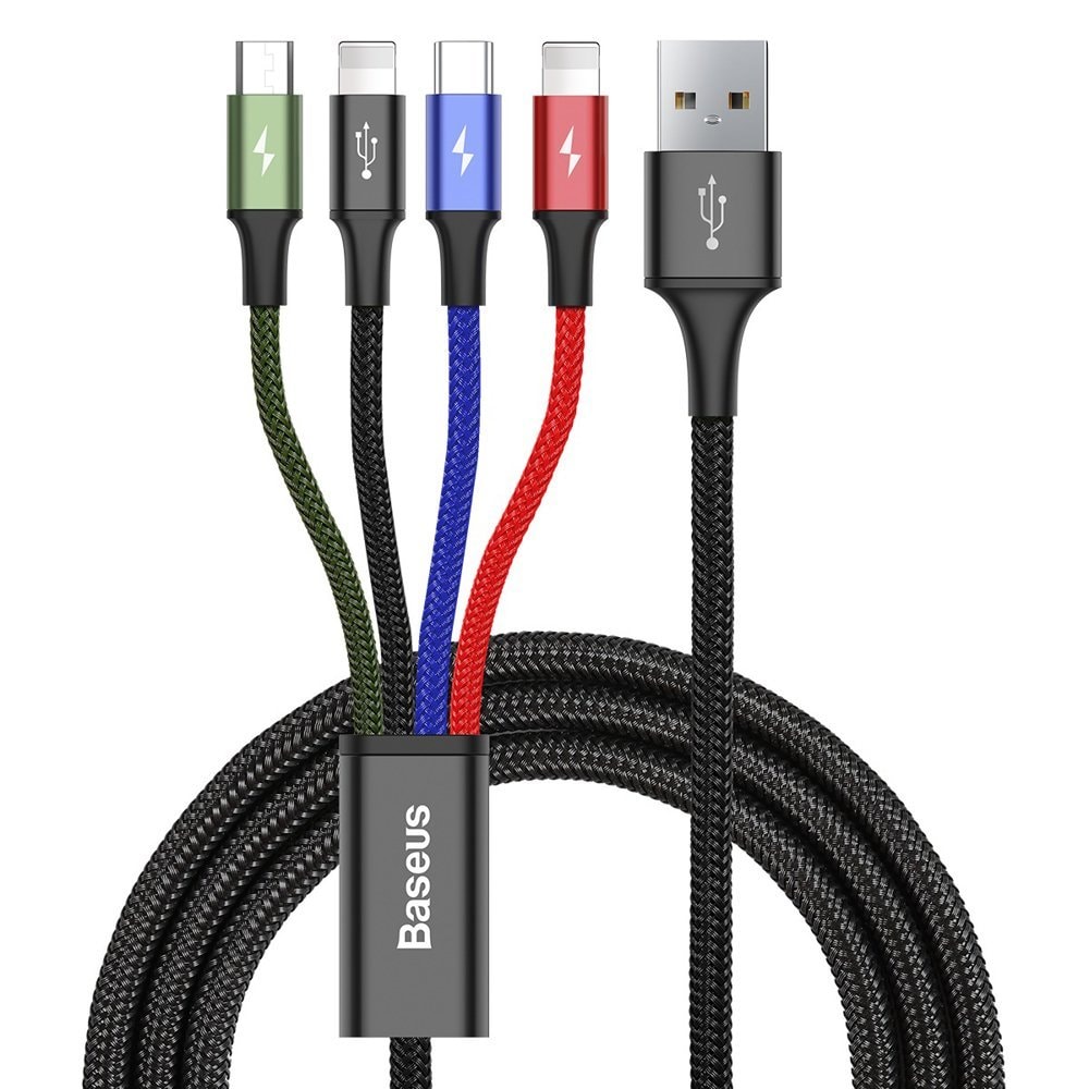 Baseus Laddkabel 4-i-1, 2x iPhone, USB-C, Micro-USB (1 av 9)