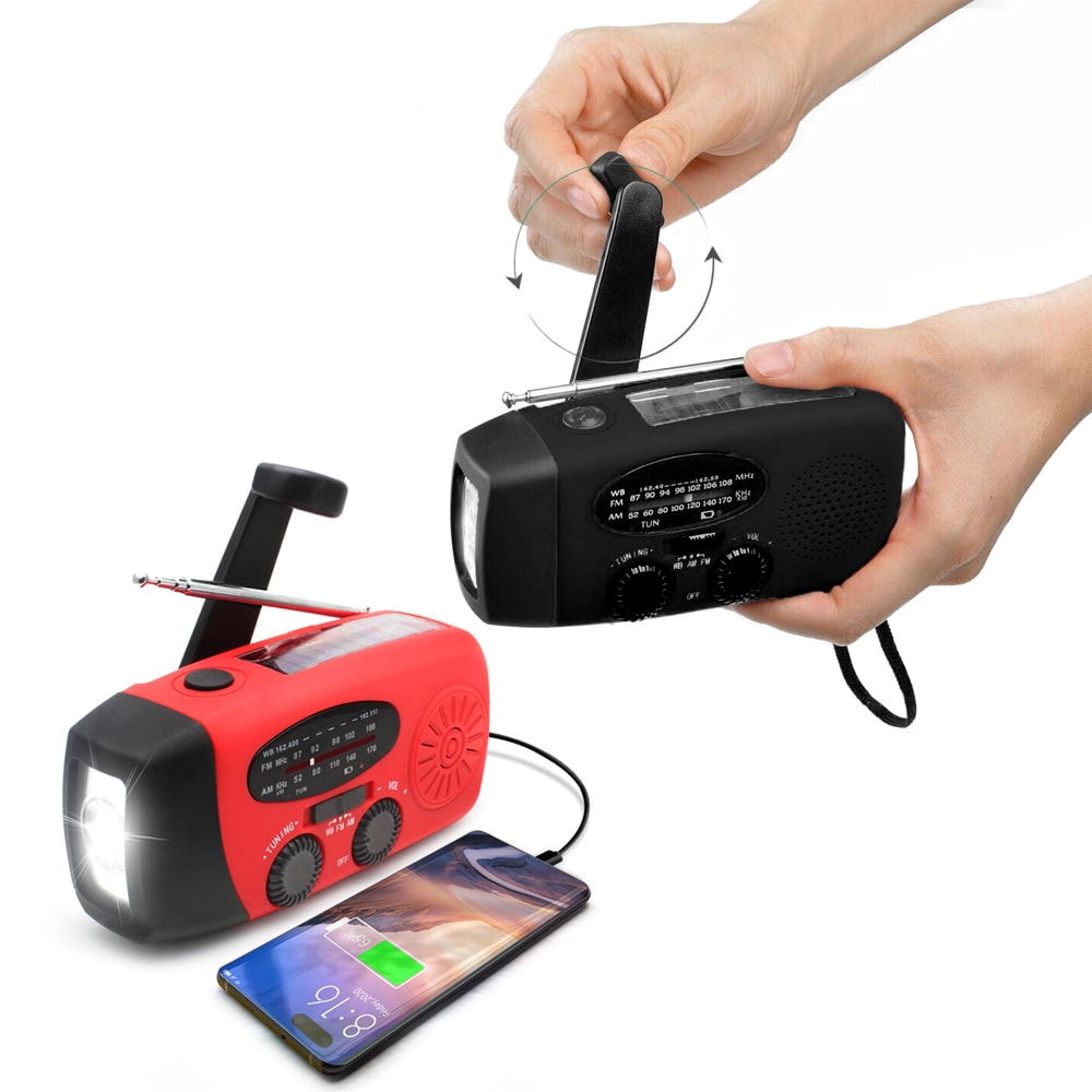 Vevradio FM/AM, drivs med handvev, solpanel eller USB (7 av 11)