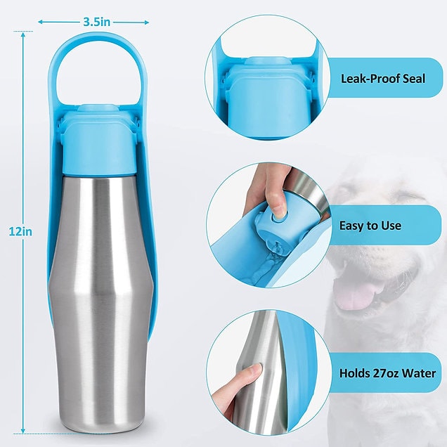 Bärbar vattenflaska för hundar i rostfritt stål (4 av 8)