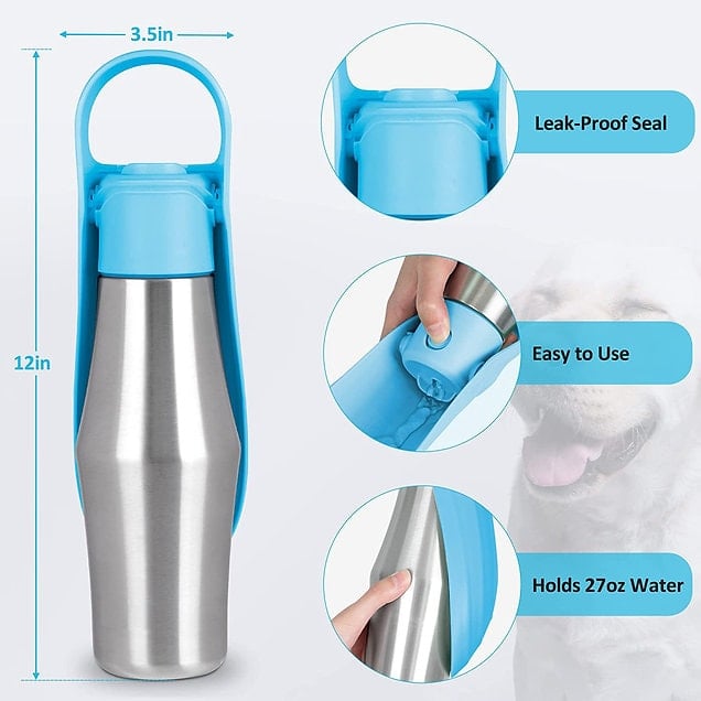 Bärbar vattenflaska för hundar i rostfritt stål (4 av 8) (5 av 8)