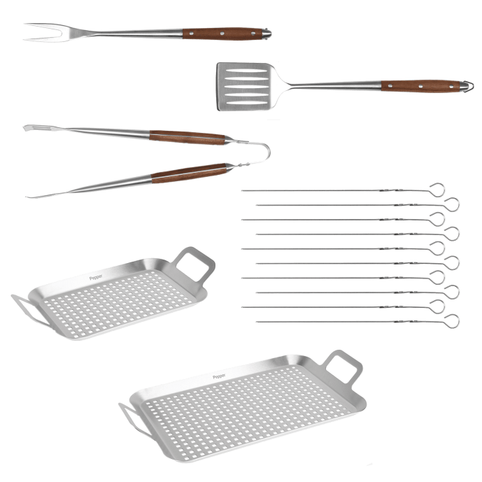 Grillset Flaming med 6 delar i rostfritt stål