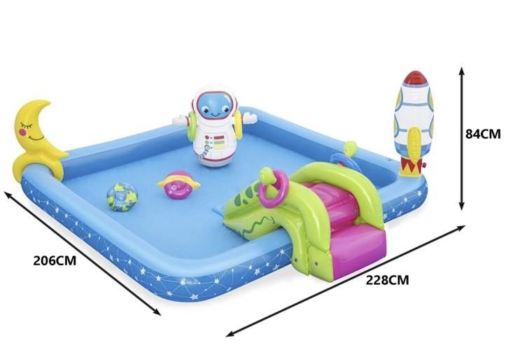 Uppblåsbar Pool med rutchkana, djur, vattensprut, 228x206x84cm (1 av 6)