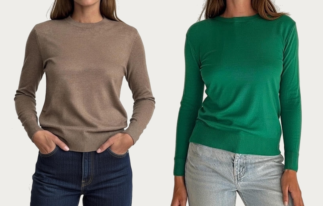 Rundhalsad stickad tröja för kvinnor