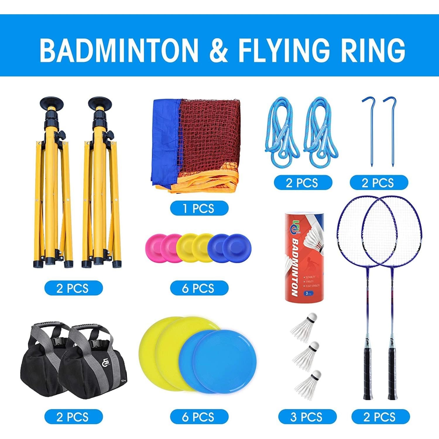 Komplett set för badminton och frisbee (inkl monteringsvikter för nätet) (4 av 6)