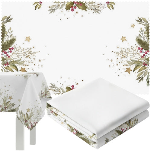 Julduk vit med tryck 140x220 cm polyester fläckresistent