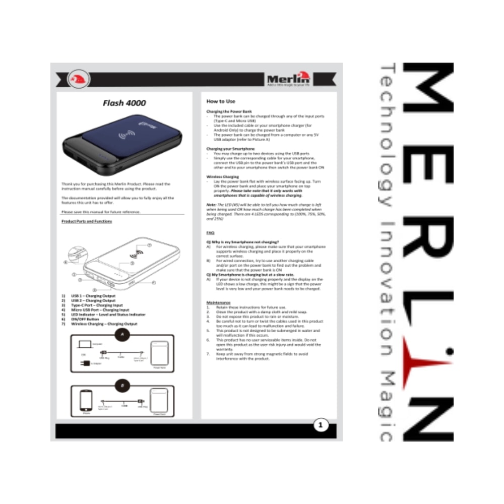 Merlin Flash 4000 Trådlös Powerbank – Portabel 4000mAh (6 av 8)