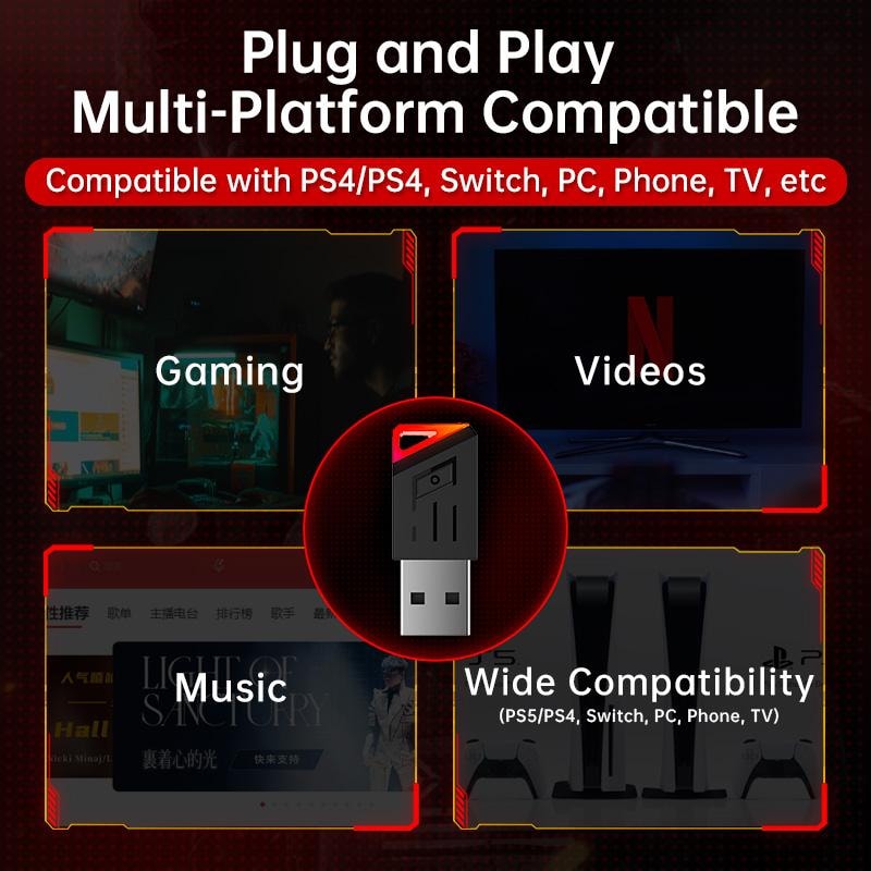 Gaming hörlurar med mic KOFIRE UG05 - Trådlösa upp till 40h för Ps4/Ps5 PC (5 av 12)