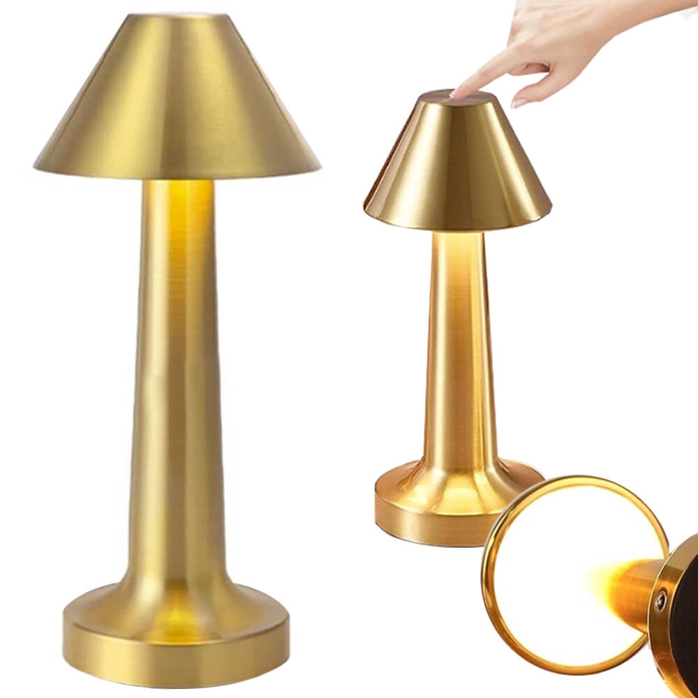Retro Uppladdningsbar Bordslampa i Metall Dimbar Guld