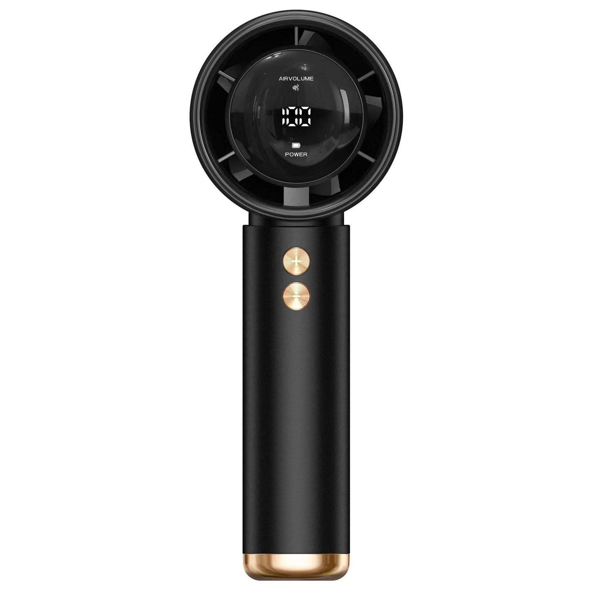 Håndholdt Turbo-vifte USB-C – Oppladbar Mini Vifte med 1200 mAh Batteri, Sort