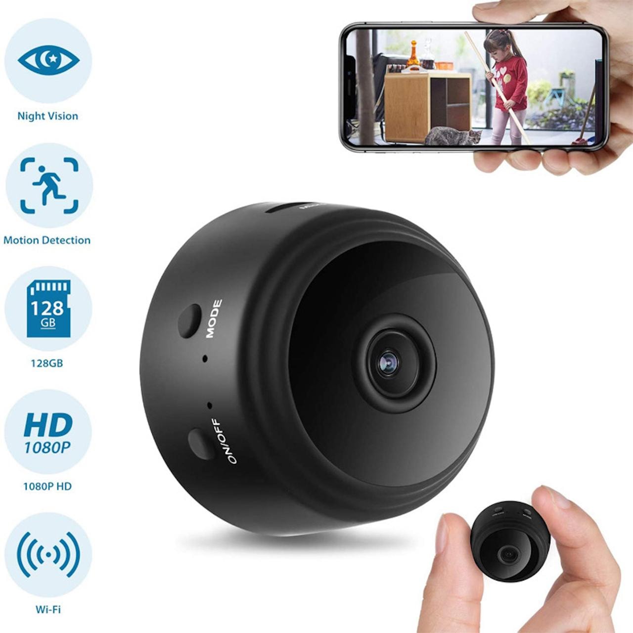 Spy Cam: Mini Övervakningskamera med WIFI och Rörelsedetektor (1 av 8)