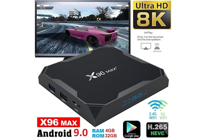 8K Full HD Mediaspelare x96 MAX+ - KODI, WiFi TV Box IPTV - 9.0 android