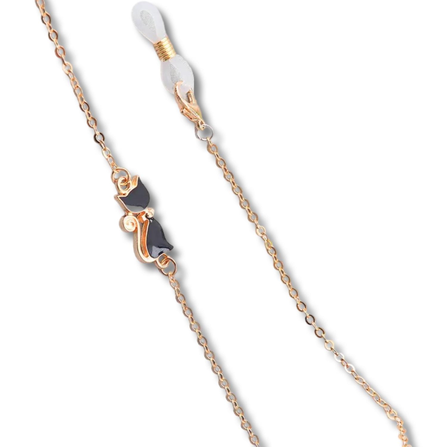 Product Image for Kedja till solglasögon m katt Retro Vintage silver &amp; guld