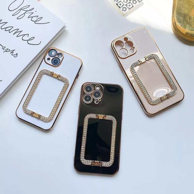 Product Image for iPhone 13 Pro Max skal handtag m strass diamanter ställ svart vit rosa