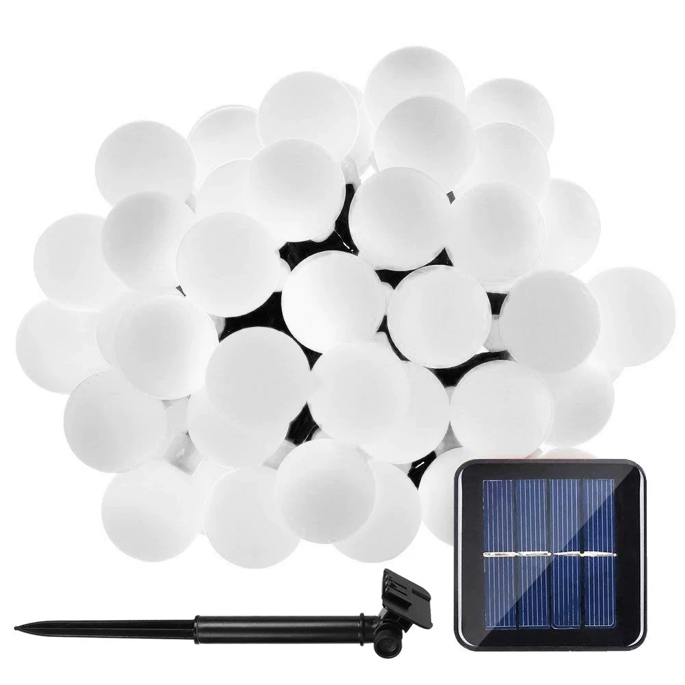 Solcelledrevet lyslenke med 50 LED-pærer, hvitt eller flerfarget (1 av 3) (2 av 3)