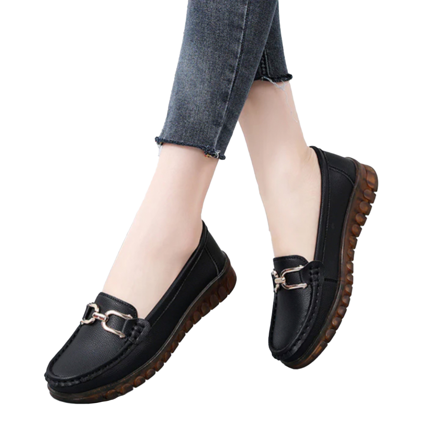 Loafers dame i PU-skinn