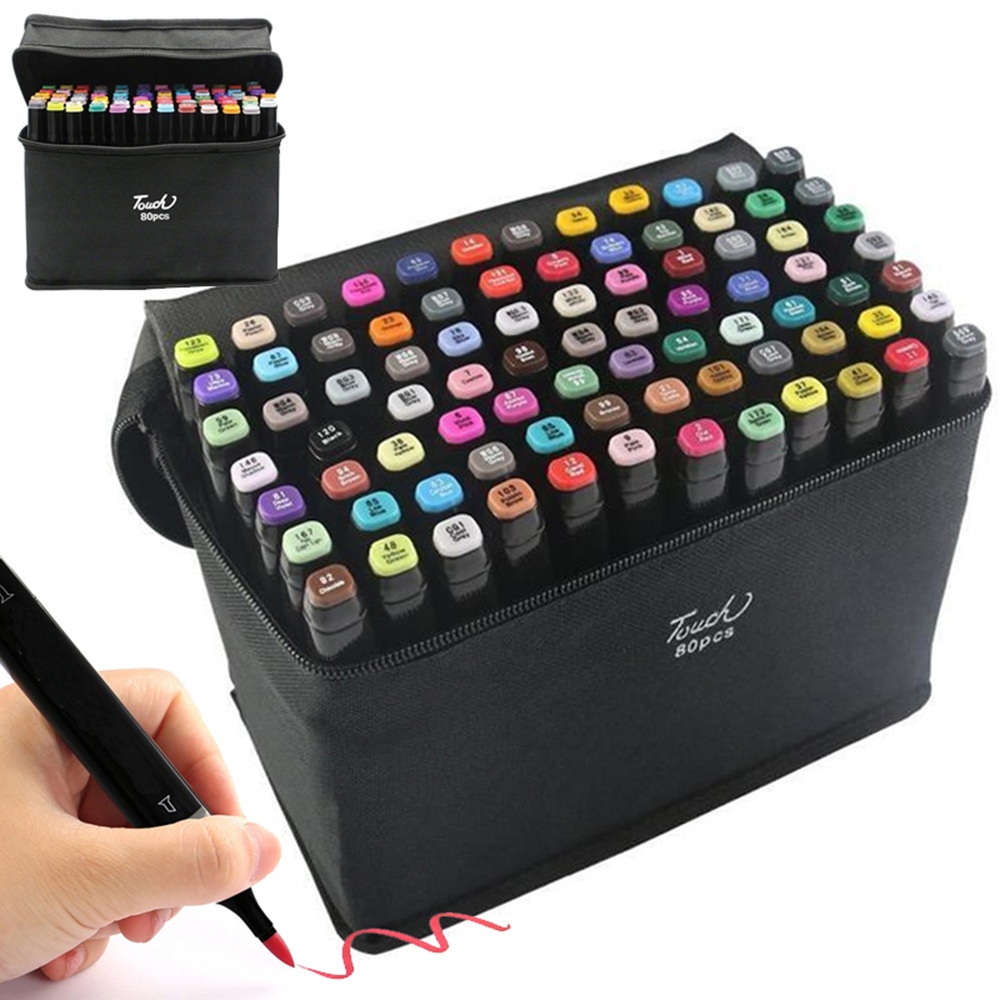 Product Image for 80-Pack Dubbelsidiga Tuschpennor med Fodral