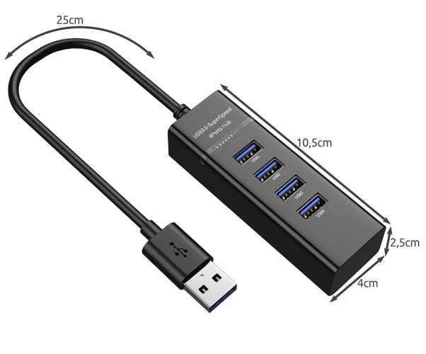 4-porters USB-hub med USB-C-adapter gratis (1 av 6)