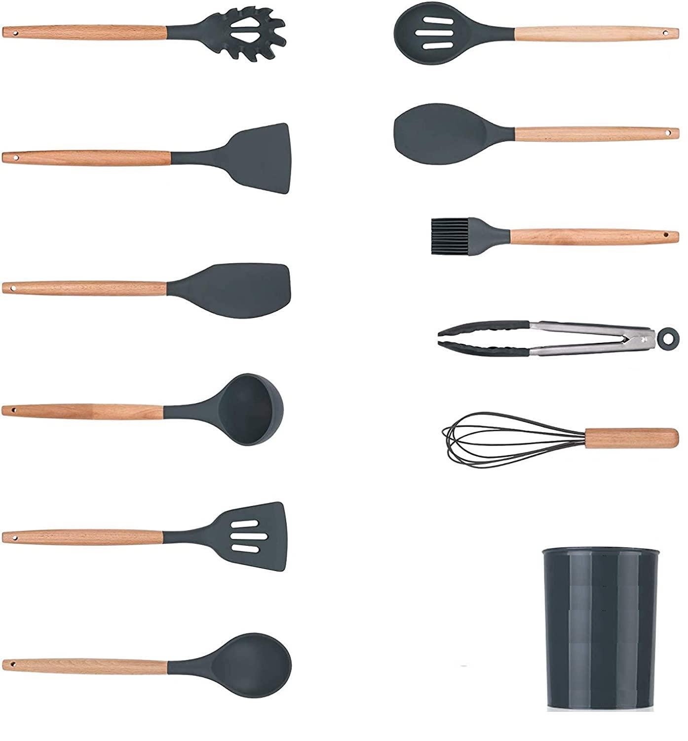 Köksredskap set 12 delar -Silikonredskap -Värmebeständig -nonstick -med behållare -olika färger (42 av 47)