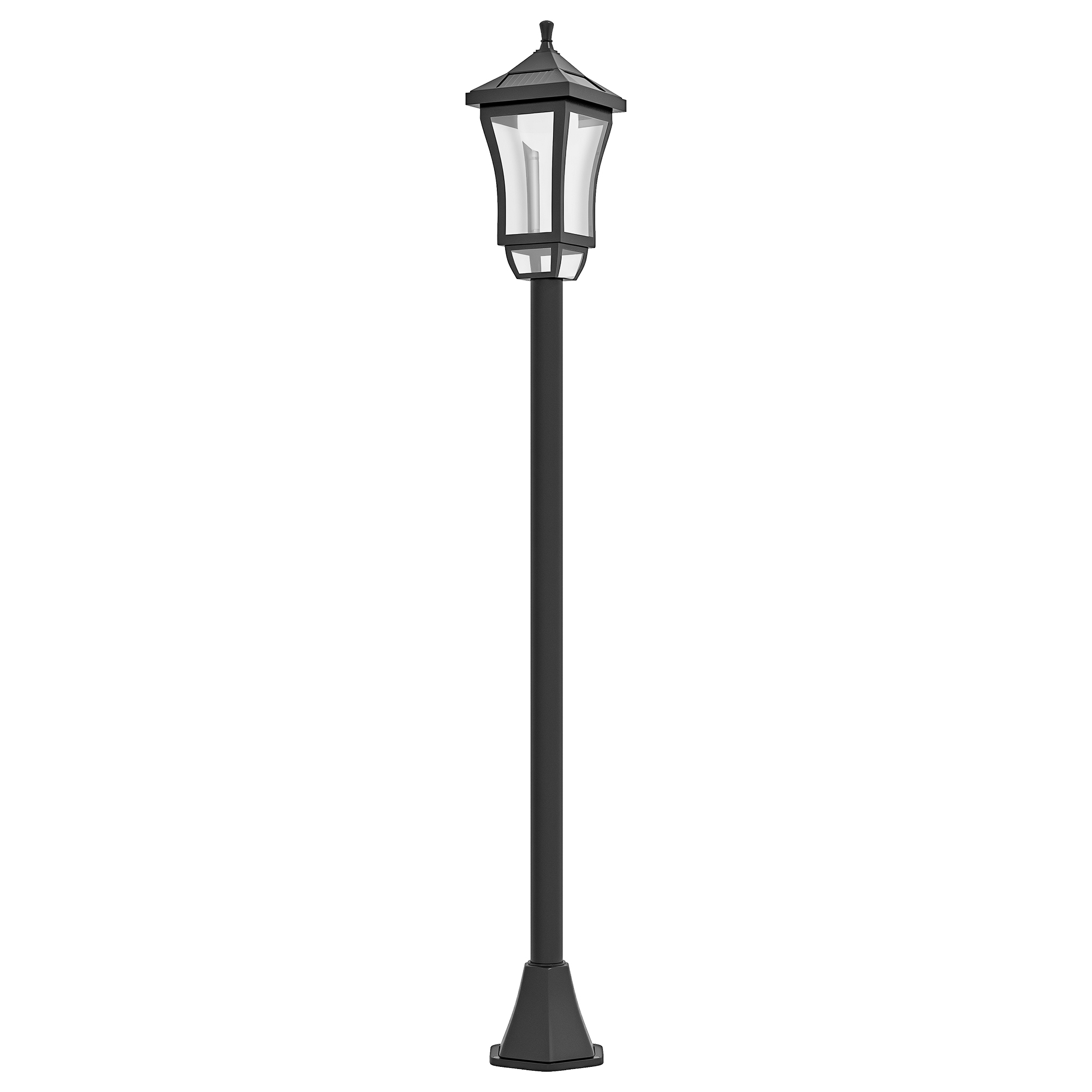 Trädgårdslampa med 6 timmars batteritid och markförankring, Tillverkad av ABS och polykarbonat, 15x15x127 cm, Svart