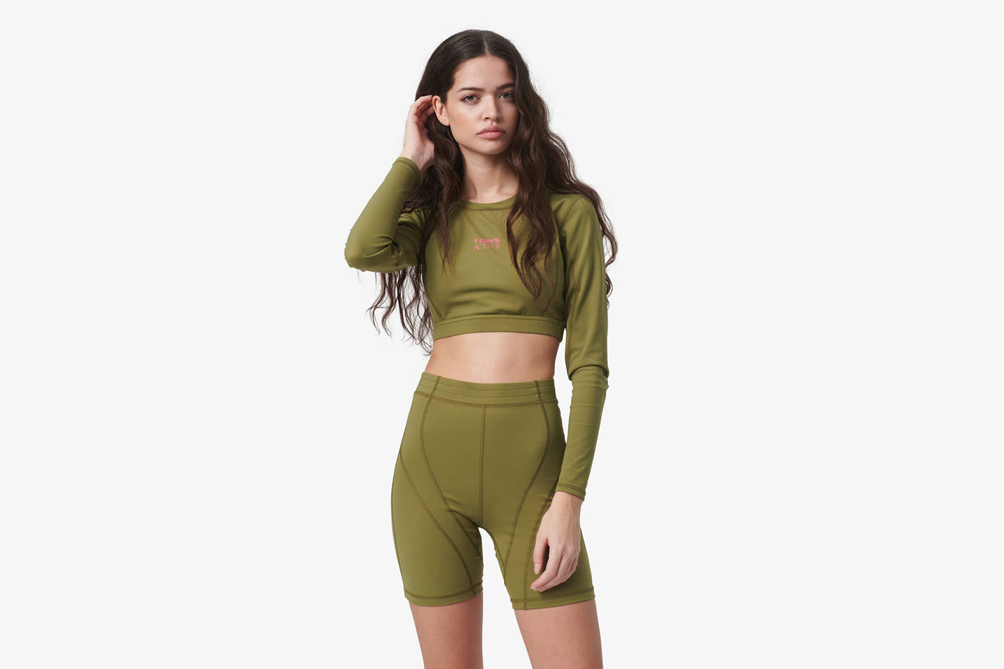 7 DAYS Active Cropped Longs Sleeve Top, Capulet Olive