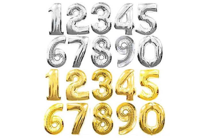 Ballonger siffror 0-9 - Silver & Guld