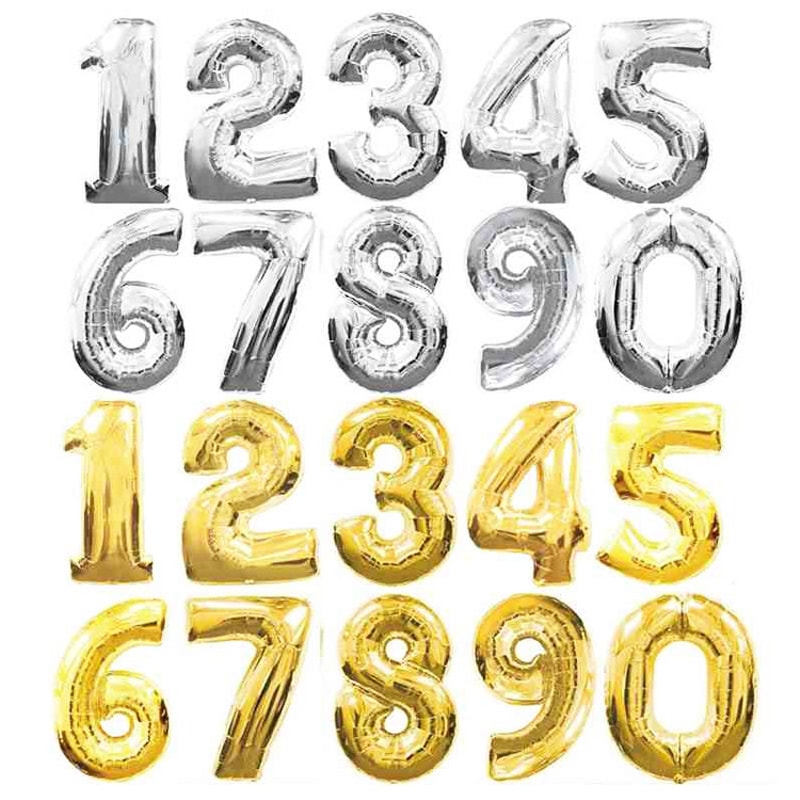 Ballonger siffror 0-9 - Silver & Guld (1 av 3)