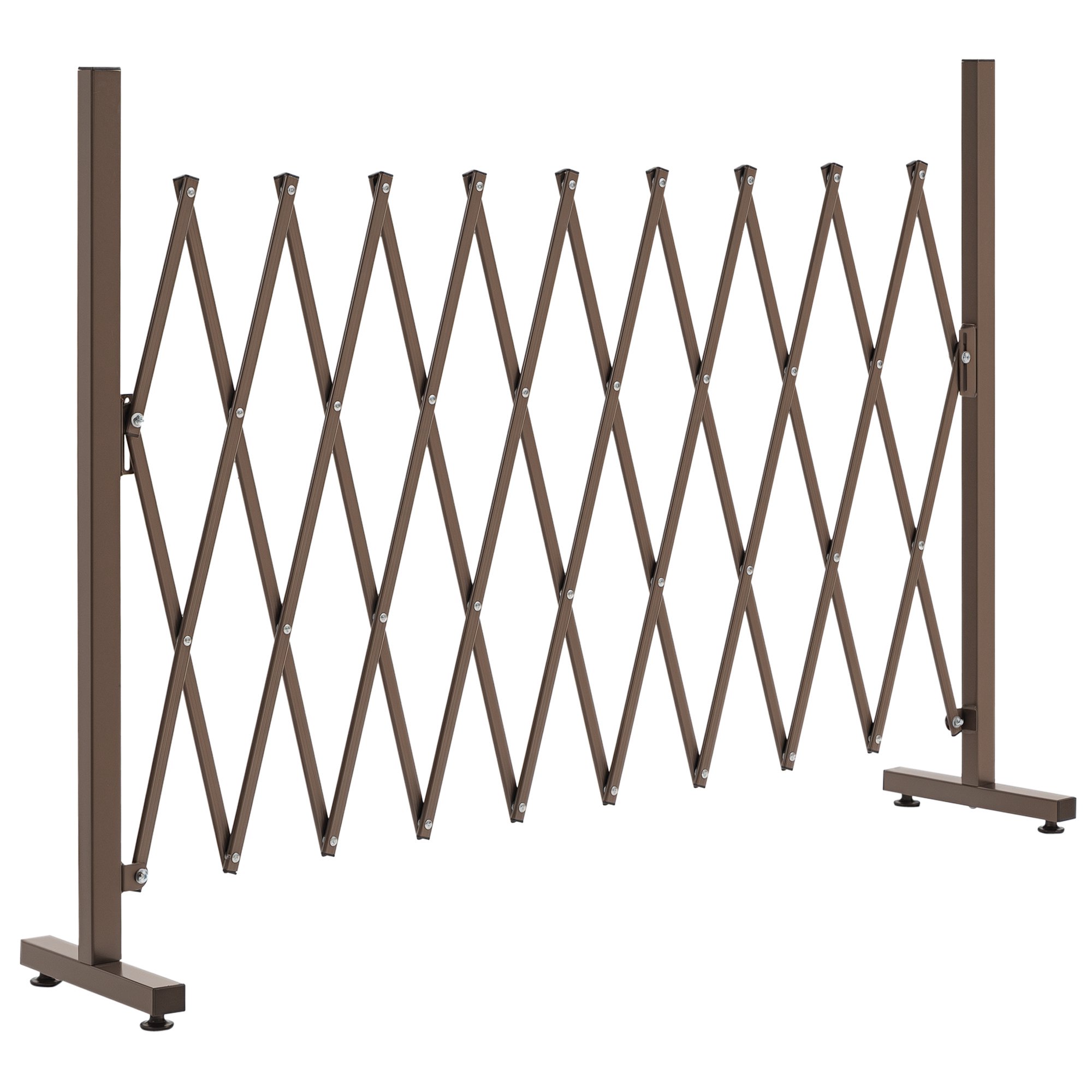 Utomhus trädgårdsstaket i aluminiumlegering, utdragbar trädgårdsgrind, 250x31x103,5 cm, mörk kaffe
