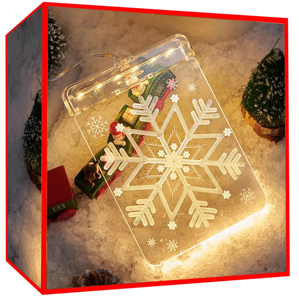 Juldekoration LED 3D stained glass 6 LED varmvit 42 cm